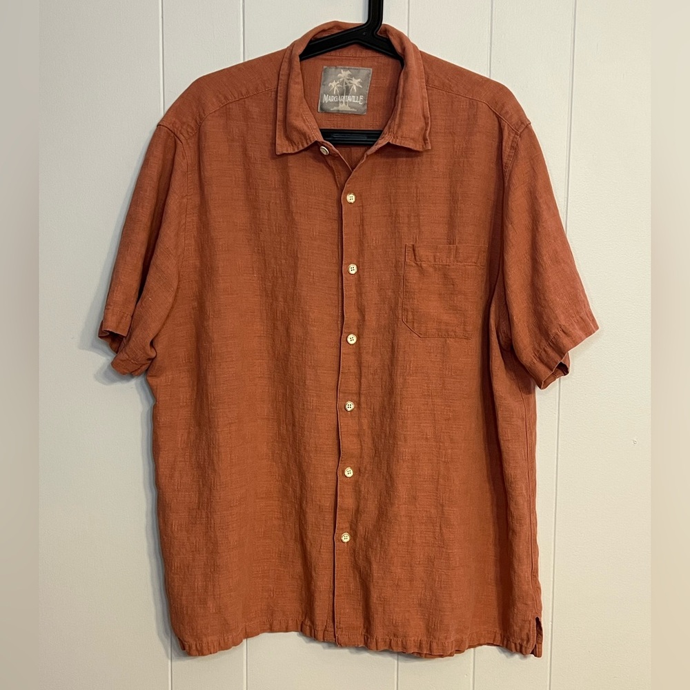 Margaritaville linen-silk blend‎ short sleeve button down Size XL